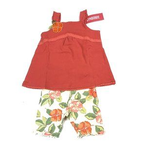 NWT Gymboree Girl Hibiscus Print Bike Short & Hibiscus Corsage Tank Size 2T